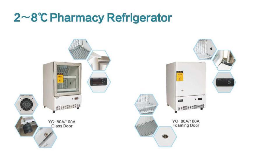 YC-80, 2-8℃, frigorifero da farmacia da 80 litri